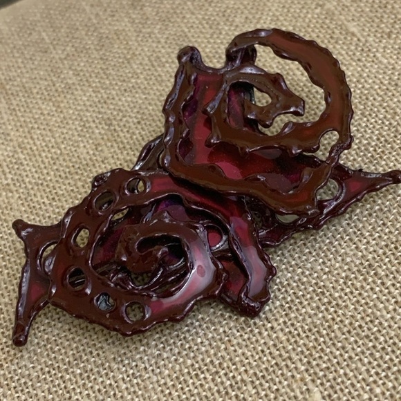 Vintage Handmade Metal Modernist Brutalist Unique Brooch Pin - Picture 6 of 9